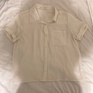 pink rose small collared short sleeve shirt